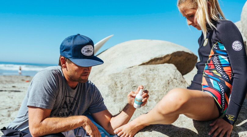 active skin repair cut on beach